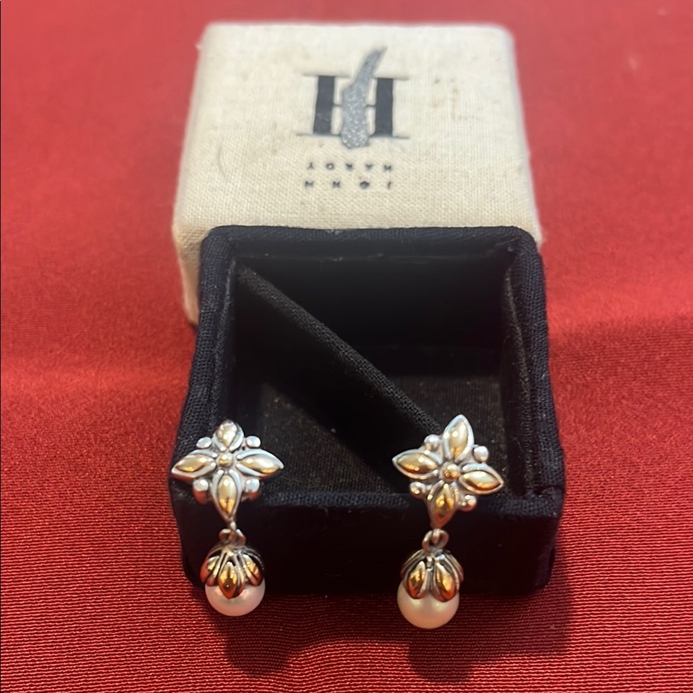 Vintage John Hardy sterling silver and 18k gold earrings